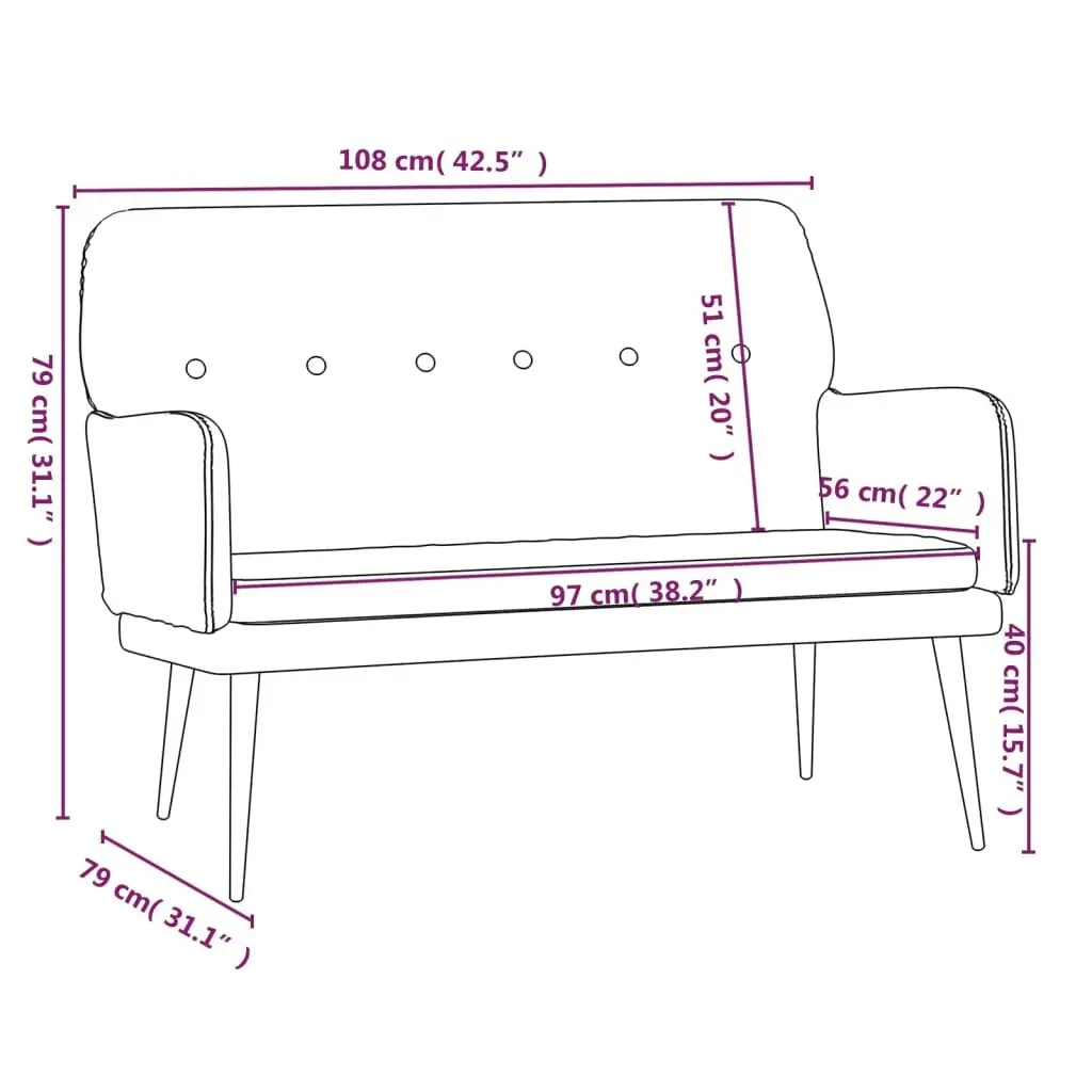 Bench Light Grey 108x79x79 cm Velvet 351414