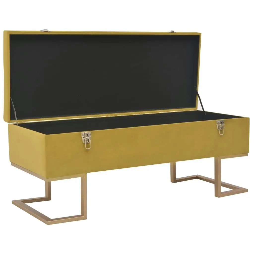 Bench with Storage Compartment 105 cm Mustard Velvet 247571