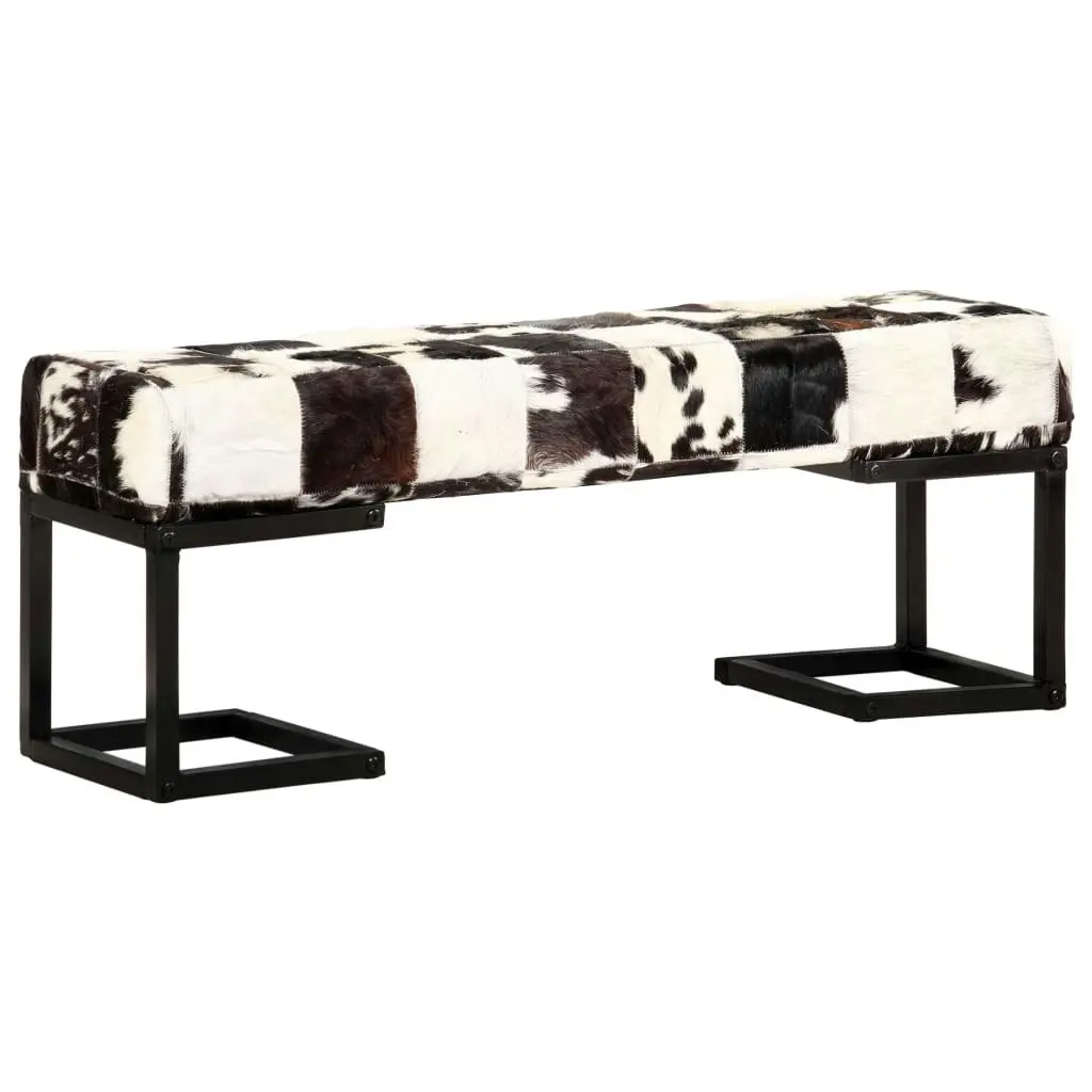 Bench 110 cm Black Patchwork Genuine Goat Leather 283750