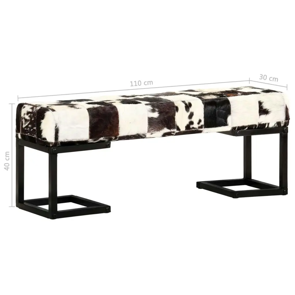 Bench 110 cm Black Patchwork Genuine Goat Leather 283750