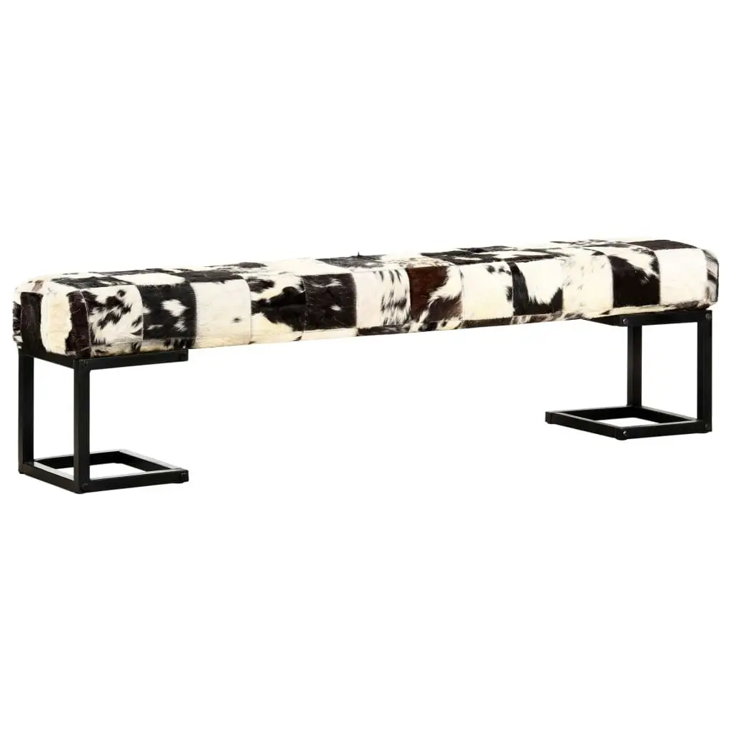 Bench 160 cm Black Patchwork Genuine Goat Leather 283749