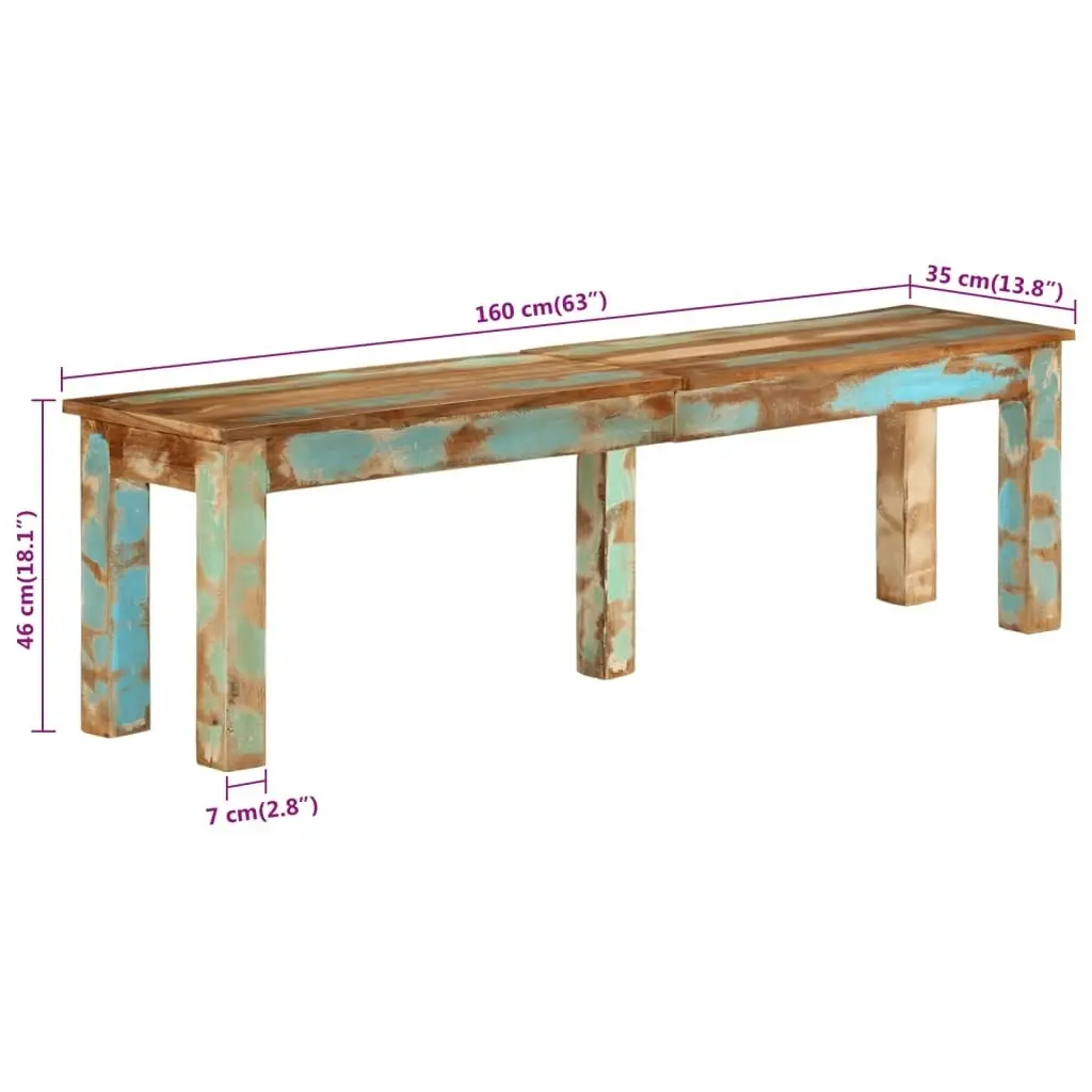 Bench 160x35x46 cm Solid Reclaimed Wood 353769