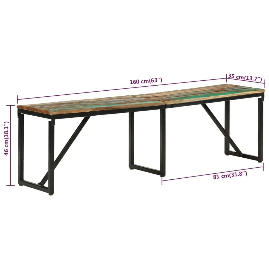 Bench 160x35x46 cm Solid Wood Reclaimed 351682