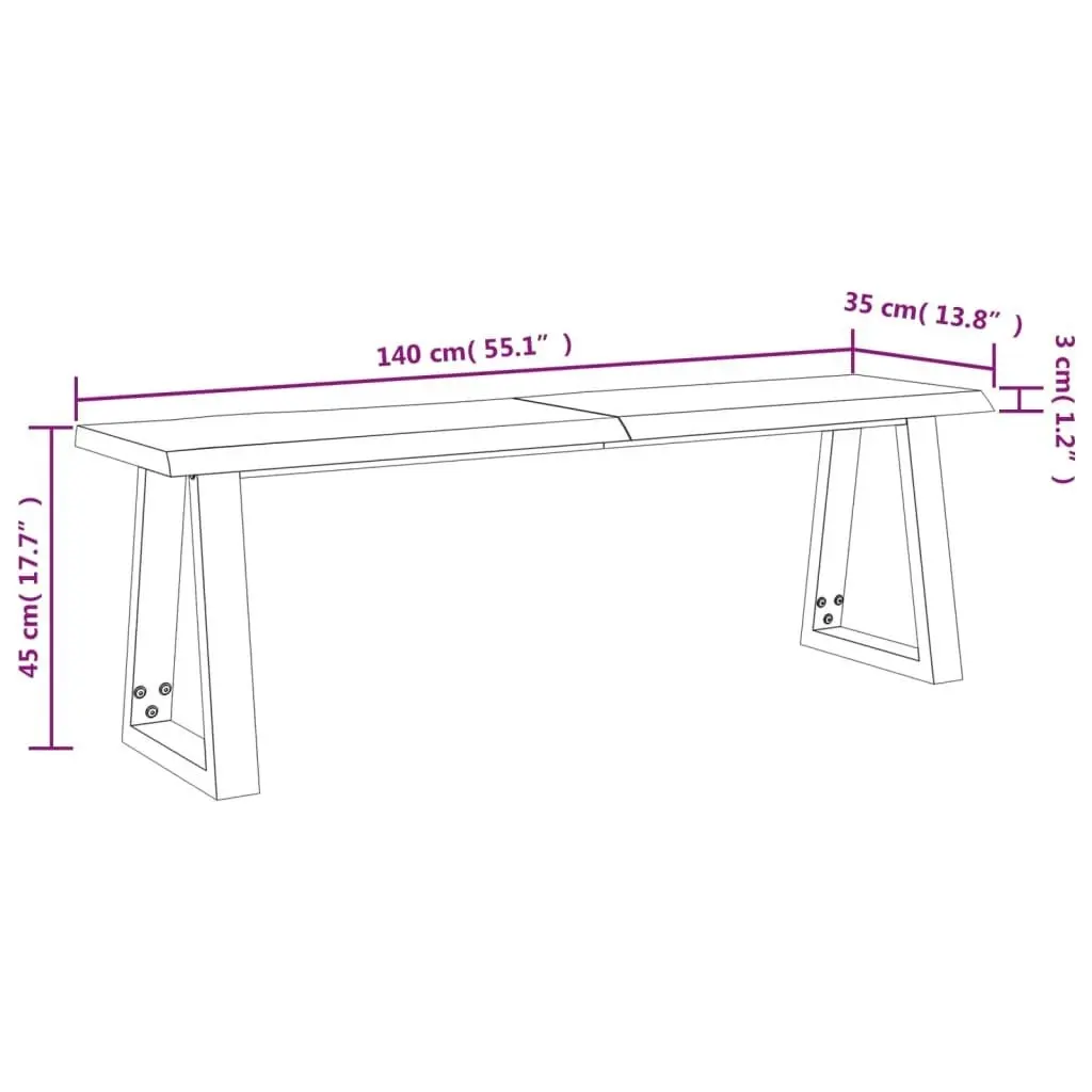 Bench with Live Edge 140 cm Solid Wood Acacia 353294