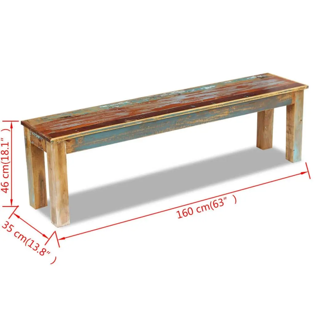 Bench Solid Reclaimed Wood 160x35x46 cm 243327