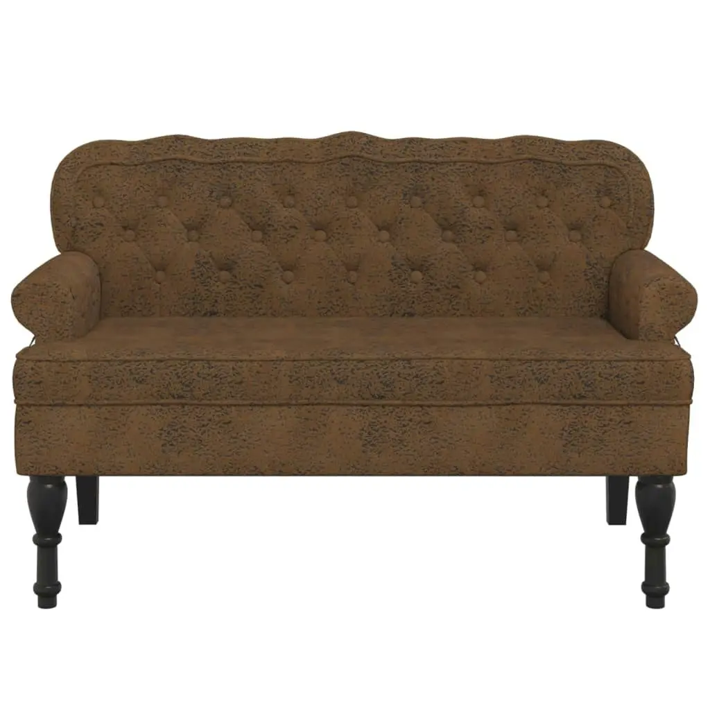 Bench with Backrest Brown 119.5x64.5x75 cm Faux Suede Leather 372165