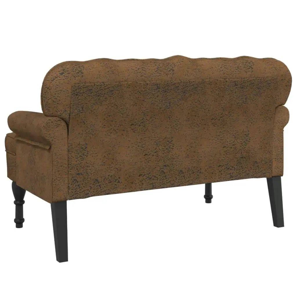 Bench with Backrest Brown 119.5x64.5x75 cm Faux Suede Leather 372165