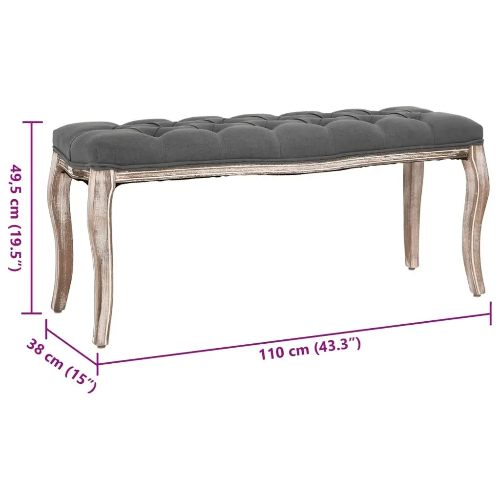 Bench Linen Solid Wood 110x38x48 cm Dark Grey 245360