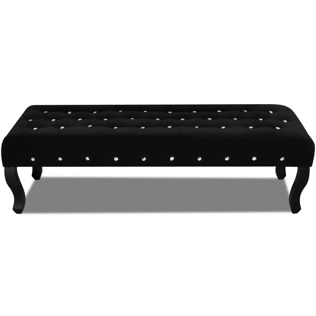 Black Bench Velvet Fabric with Crystal Buttons 241263