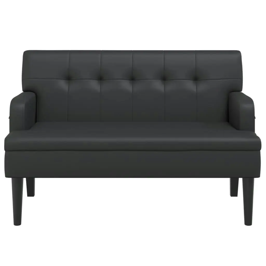 Bench with Backrest Black 112x65.5x75 cm Faux Leather 372153