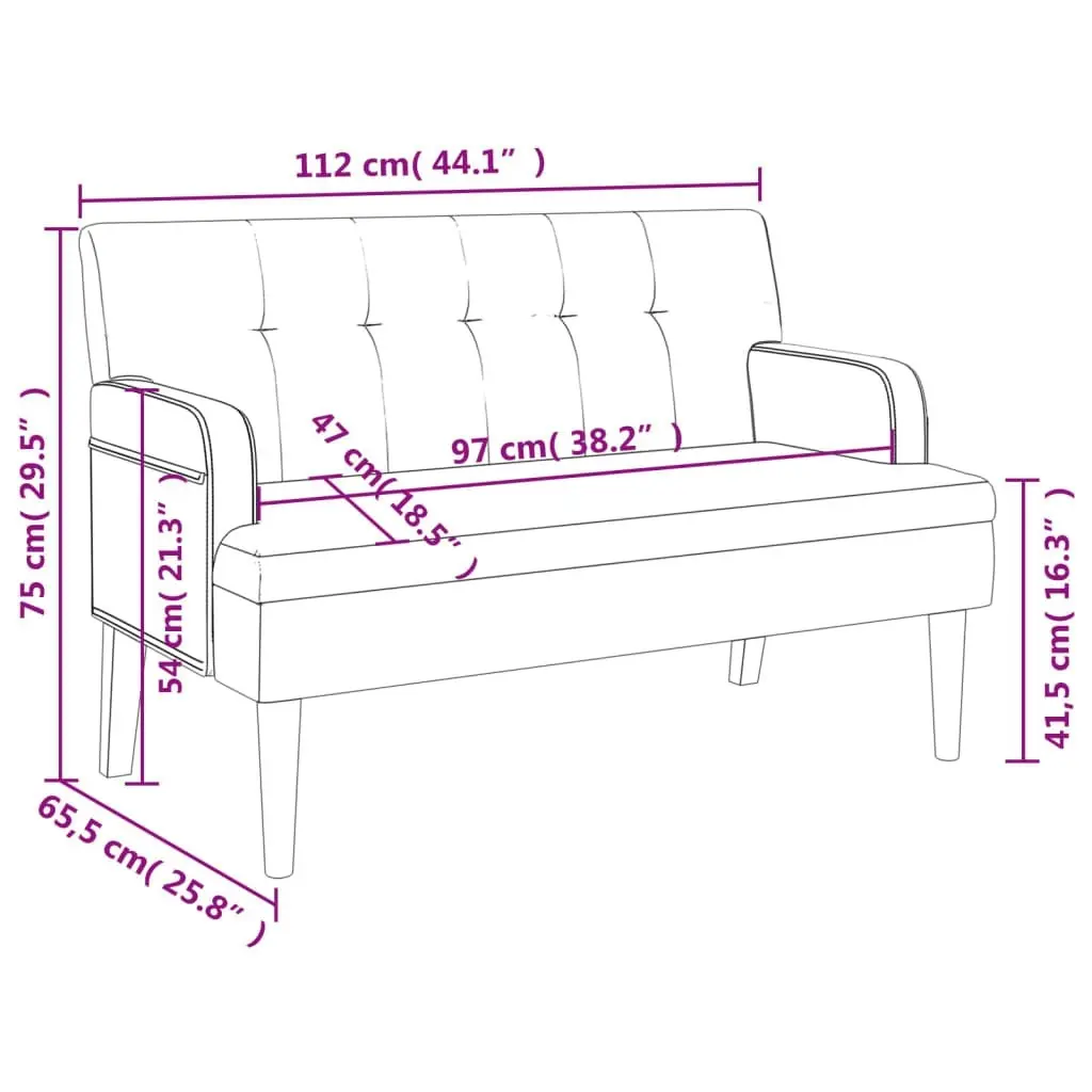 Bench with Backrest Black 112x65.5x75 cm Faux Leather 372153