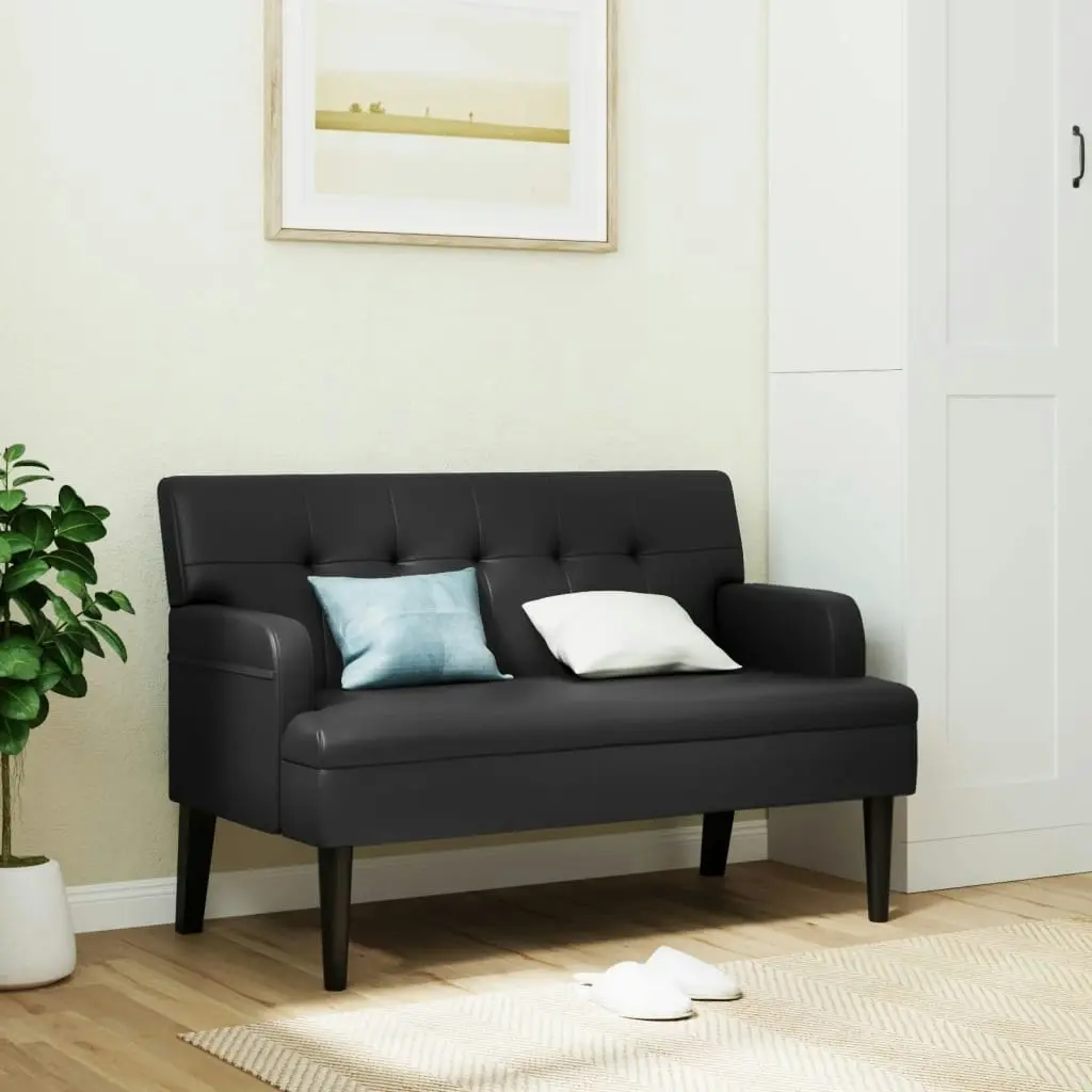 Bench with Backrest Black 112x65.5x75 cm Faux Leather 372153