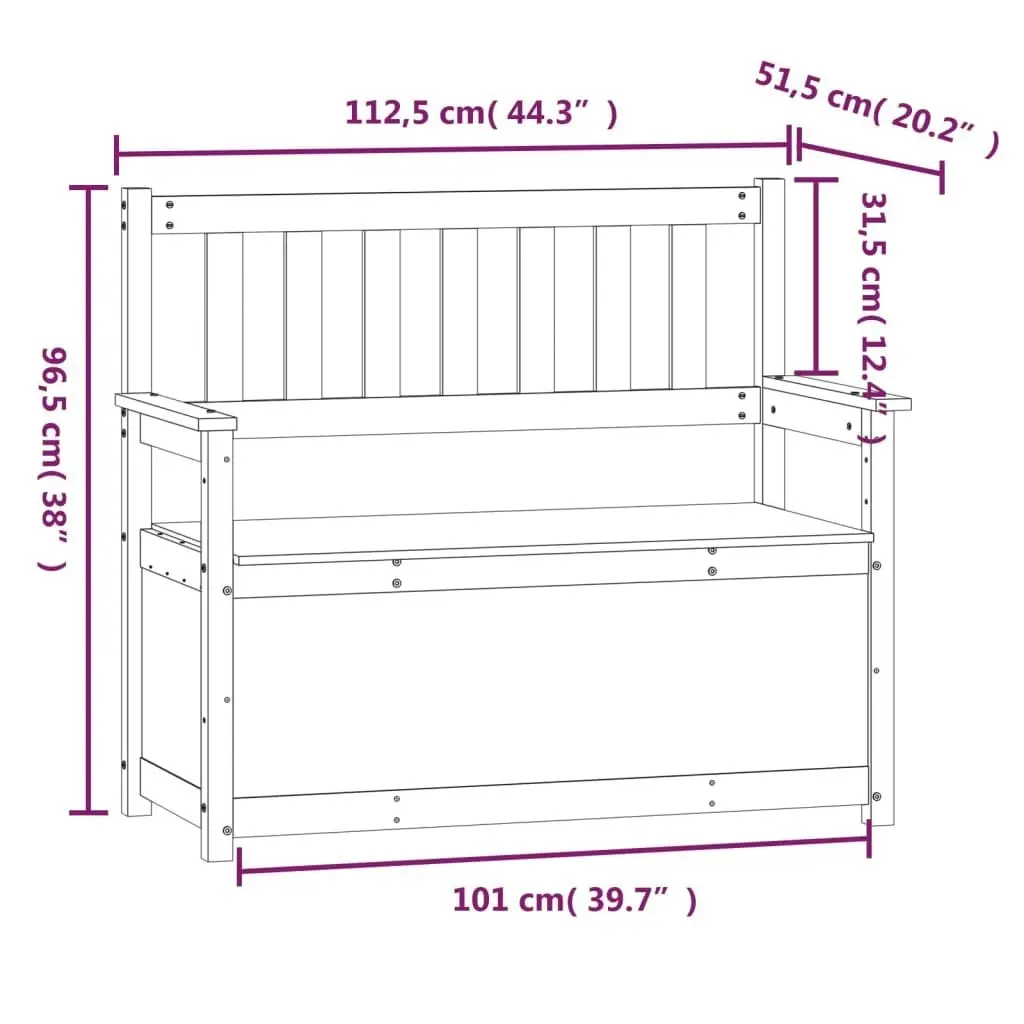 Bench White 112.5x51.5x96.5 cm Solid Wood Pine 823560