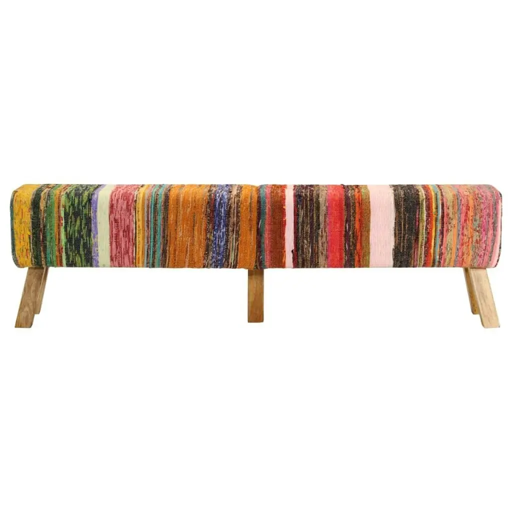 Bench Multicolour 160 cm Chindi Fabric and Solid Wood Mango 359636