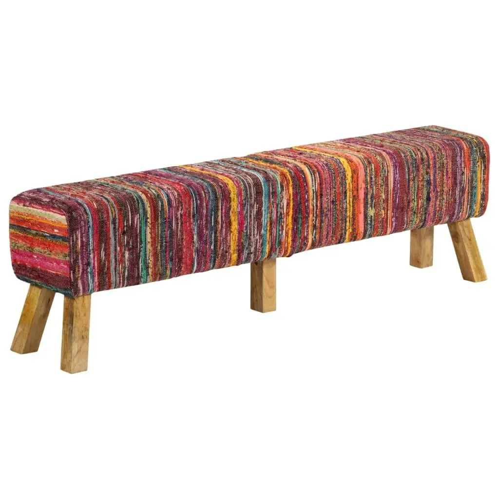 Bench Multicolour 160 cm Chindi Fabric and Solid Wood Mango 359636