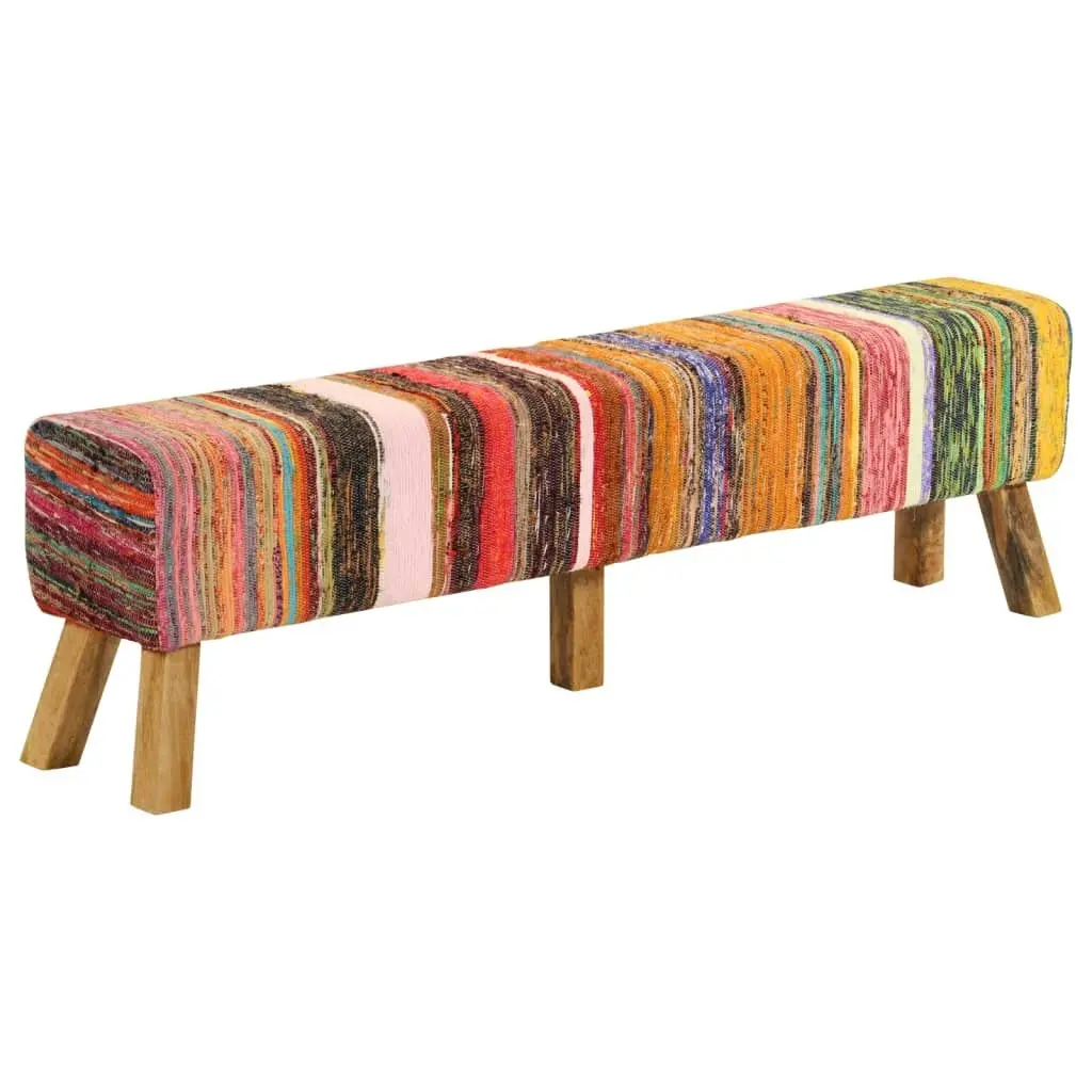 Bench Multicolour 160 cm Chindi Fabric and Solid Wood Mango 359636