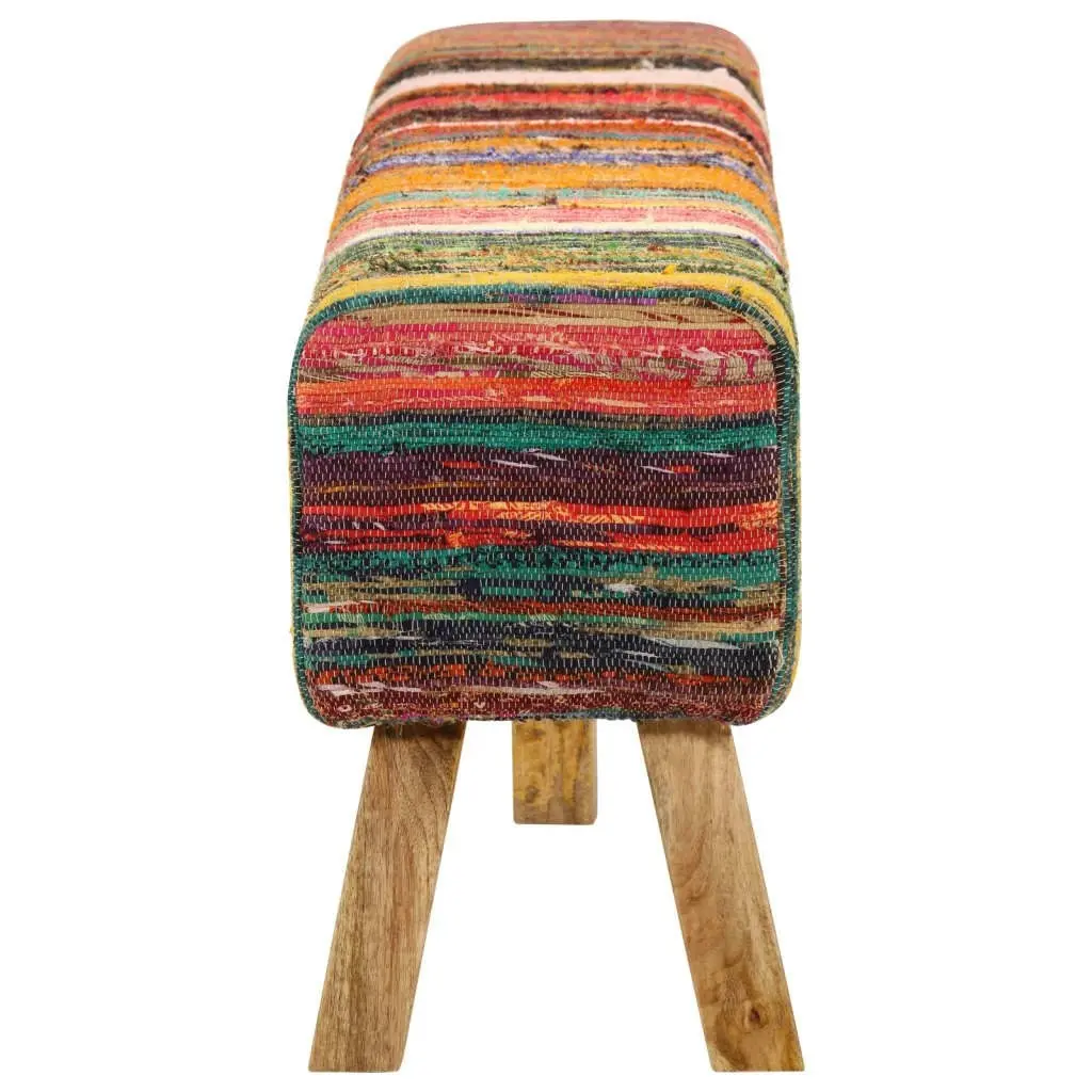 Bench Multicolour 160 cm Chindi Fabric and Solid Wood Mango 359636