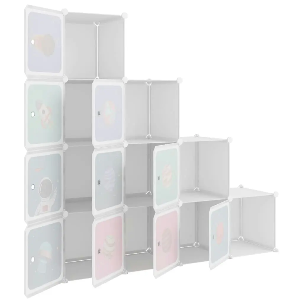 Cube Storage Cabinet for Kids with 10 Cubes White PP 340577