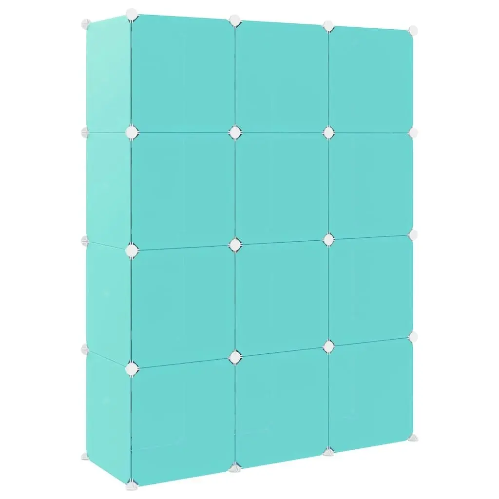 Cube Storage Cabinet for Kids with 12 Cubes Green PP 340579