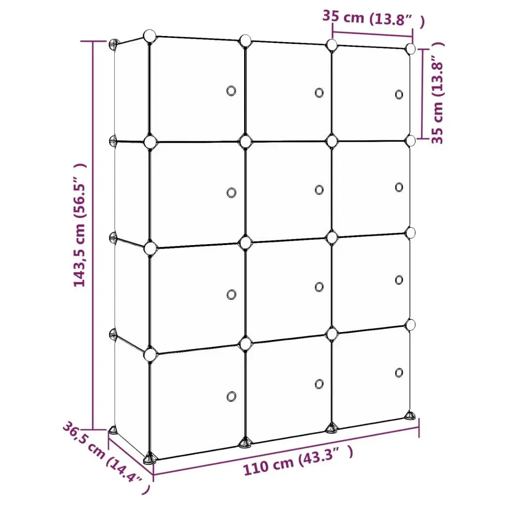 Cube Storage Cabinet for Kids with 12 Cubes Green PP 340579