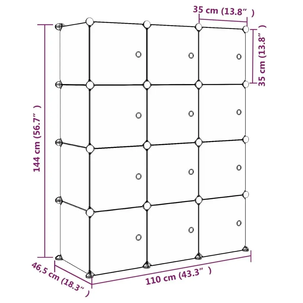 Cube Storage Cabinet for Kids with 12 Cubes Blue PP 340580