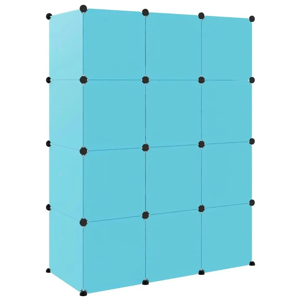 Cube Storage Cabinet for Kids with 12 Cubes Blue PP 340580