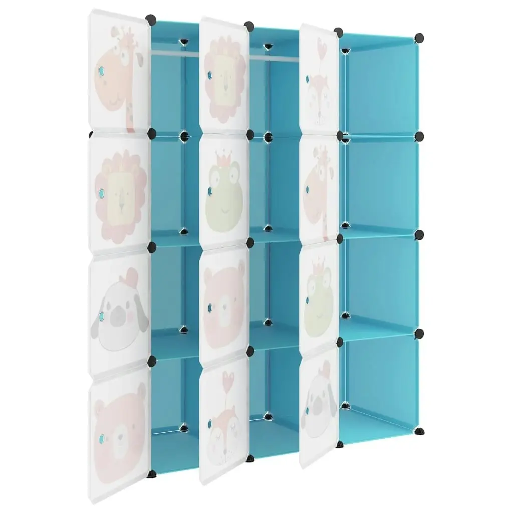 Cube Storage Cabinet for Kids with 12 Cubes Blue PP 340580