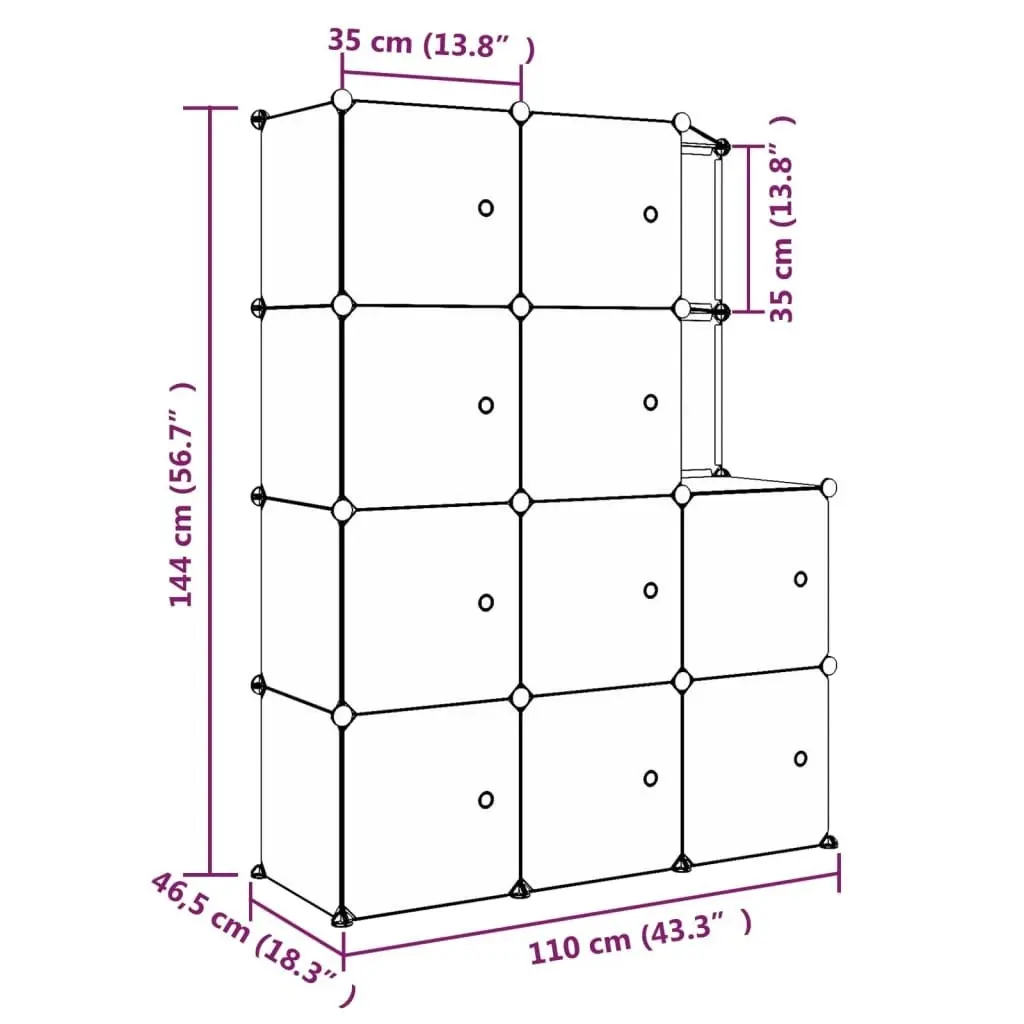 Cube Storage Cabinet for Kids with 10 Cubes Black PP 340582