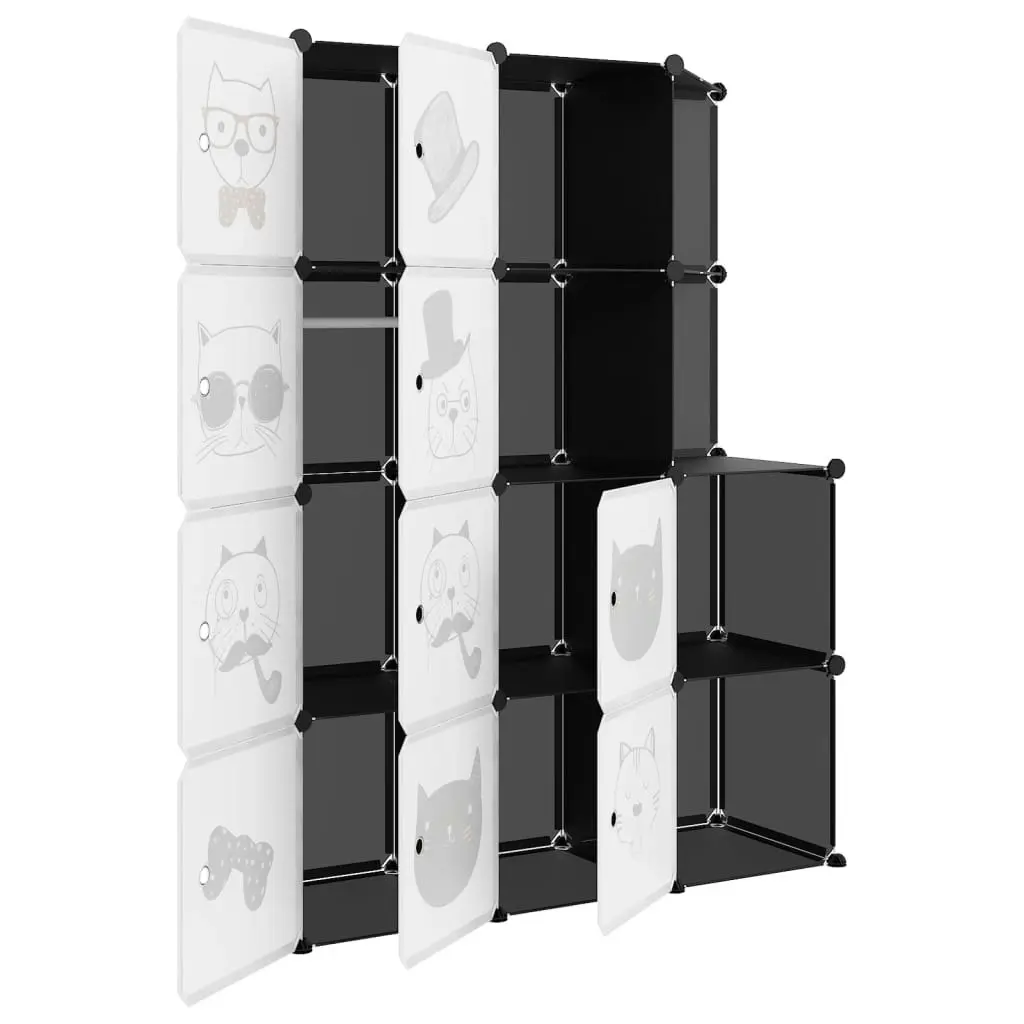 Cube Storage Cabinet for Kids with 10 Cubes Black PP 340582