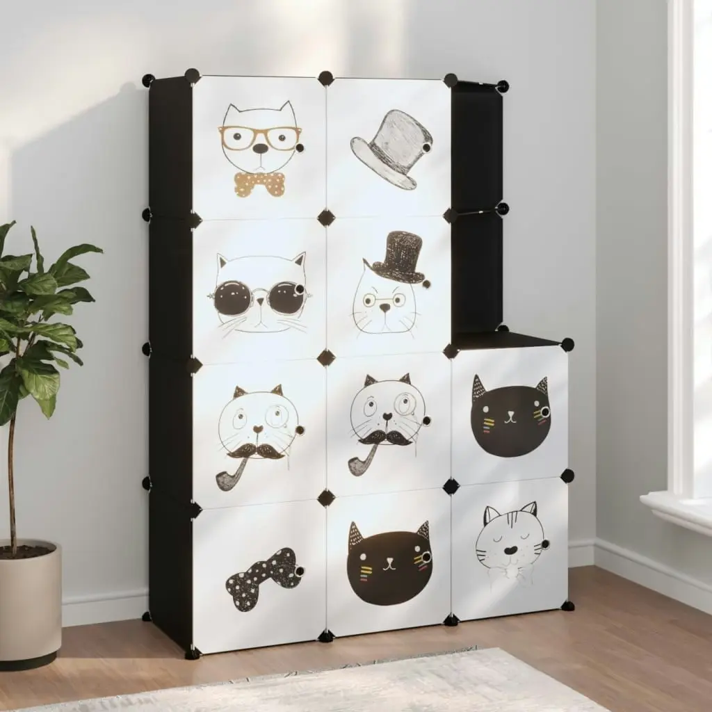 Cube Storage Cabinet for Kids with 10 Cubes Black PP 340582