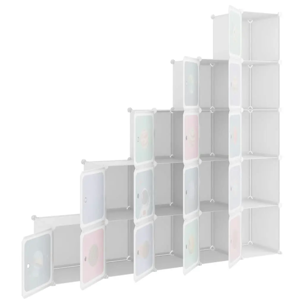 Cube Storage Cabinet for Kids with 15 Cubes White PP 340575