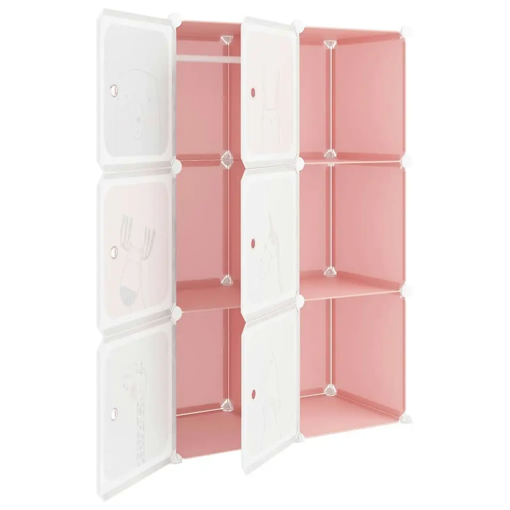 Cube Storage Cabinet for Kids with 6 Cubes Pink PP 340578