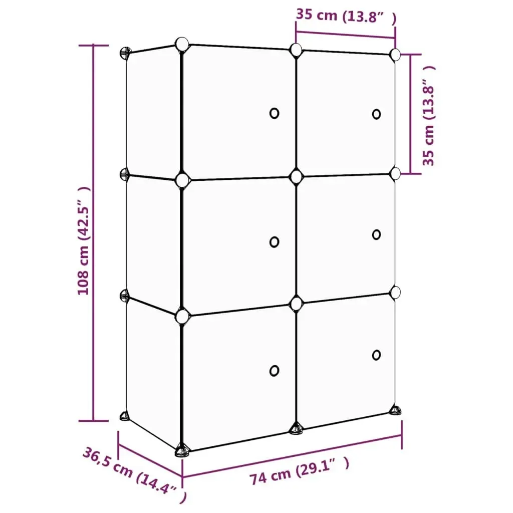 Cube Storage Cabinet for Kids with 6 Cubes Pink PP 340578