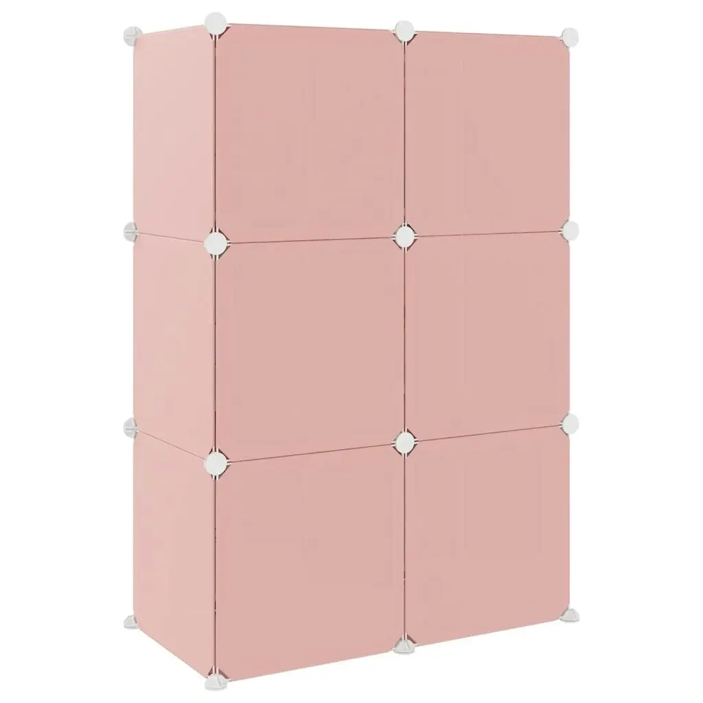 Cube Storage Cabinet for Kids with 6 Cubes Pink PP 340578