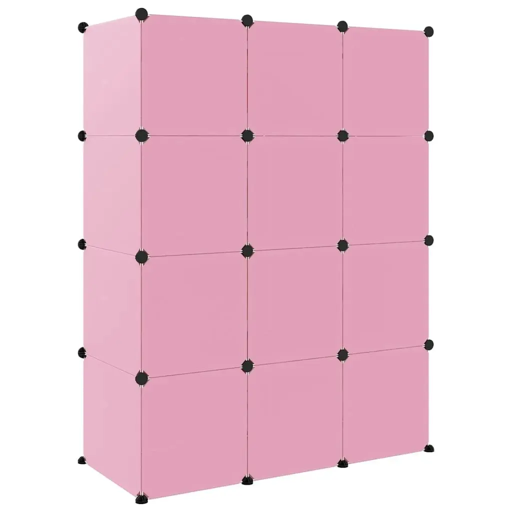 Cube Storage Cabinet for Kids with 12 Cubes Pink PP 340581