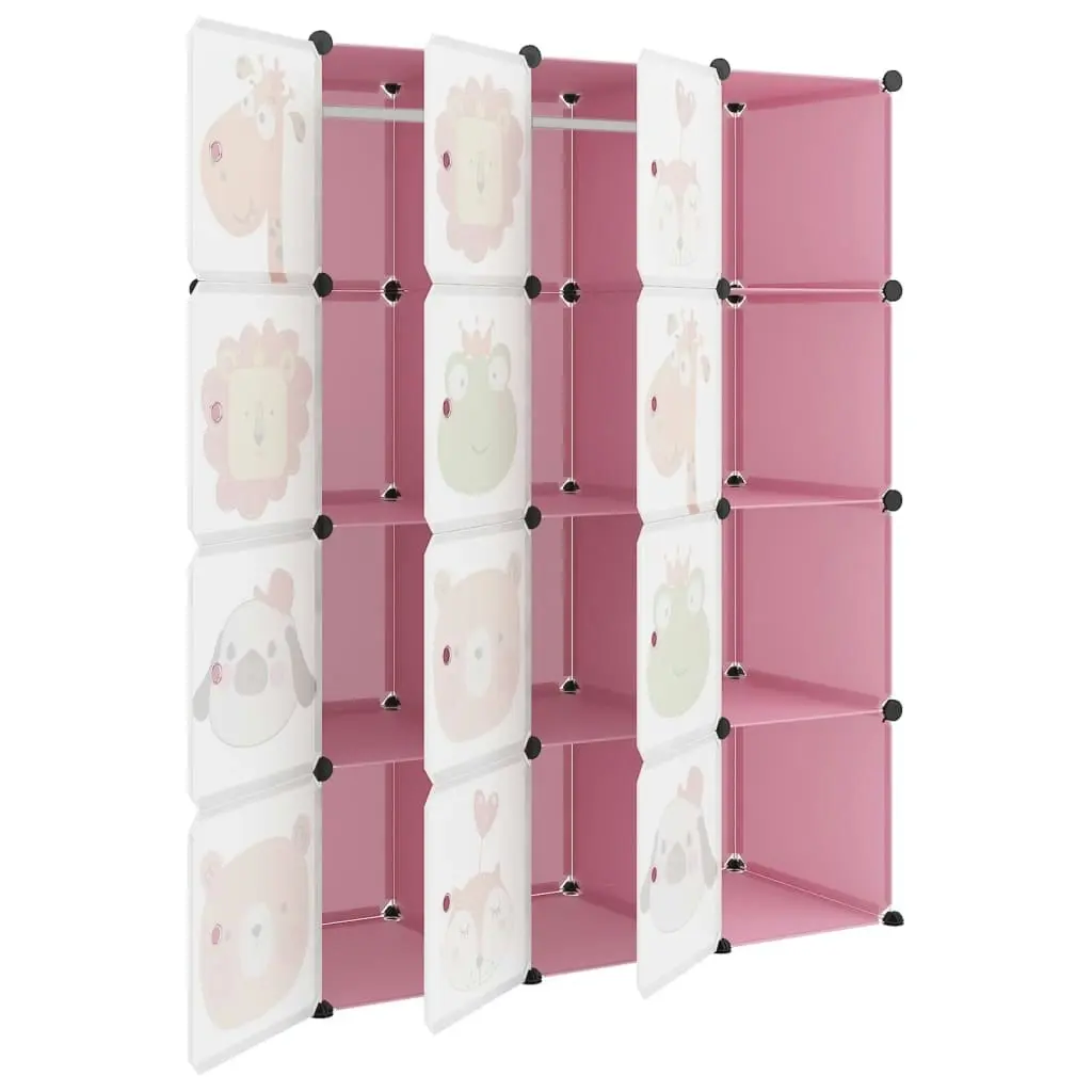 Cube Storage Cabinet for Kids with 12 Cubes Pink PP 340581