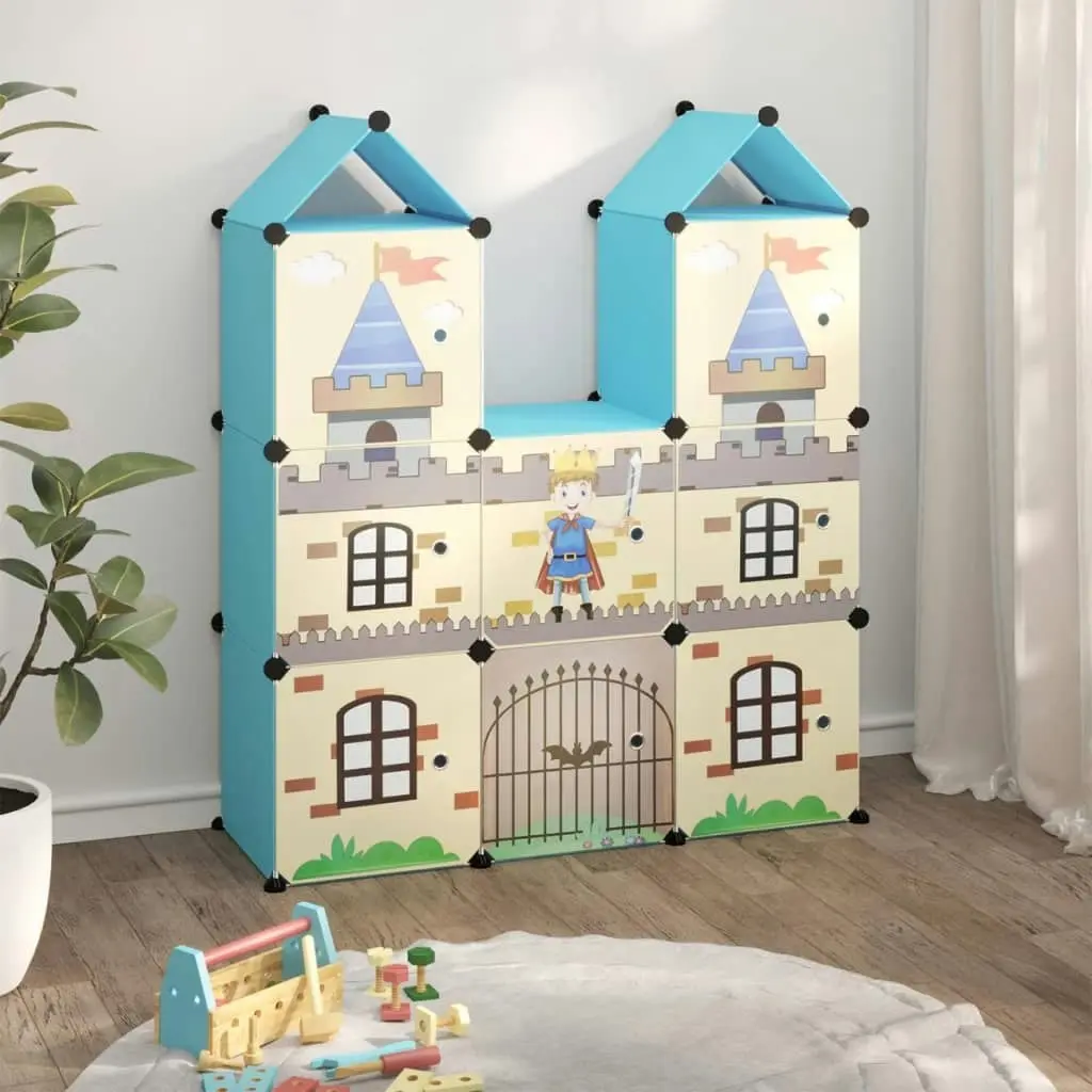 Cube Storage Cabinet for Kids with 8 Cubes Blue PP 340583