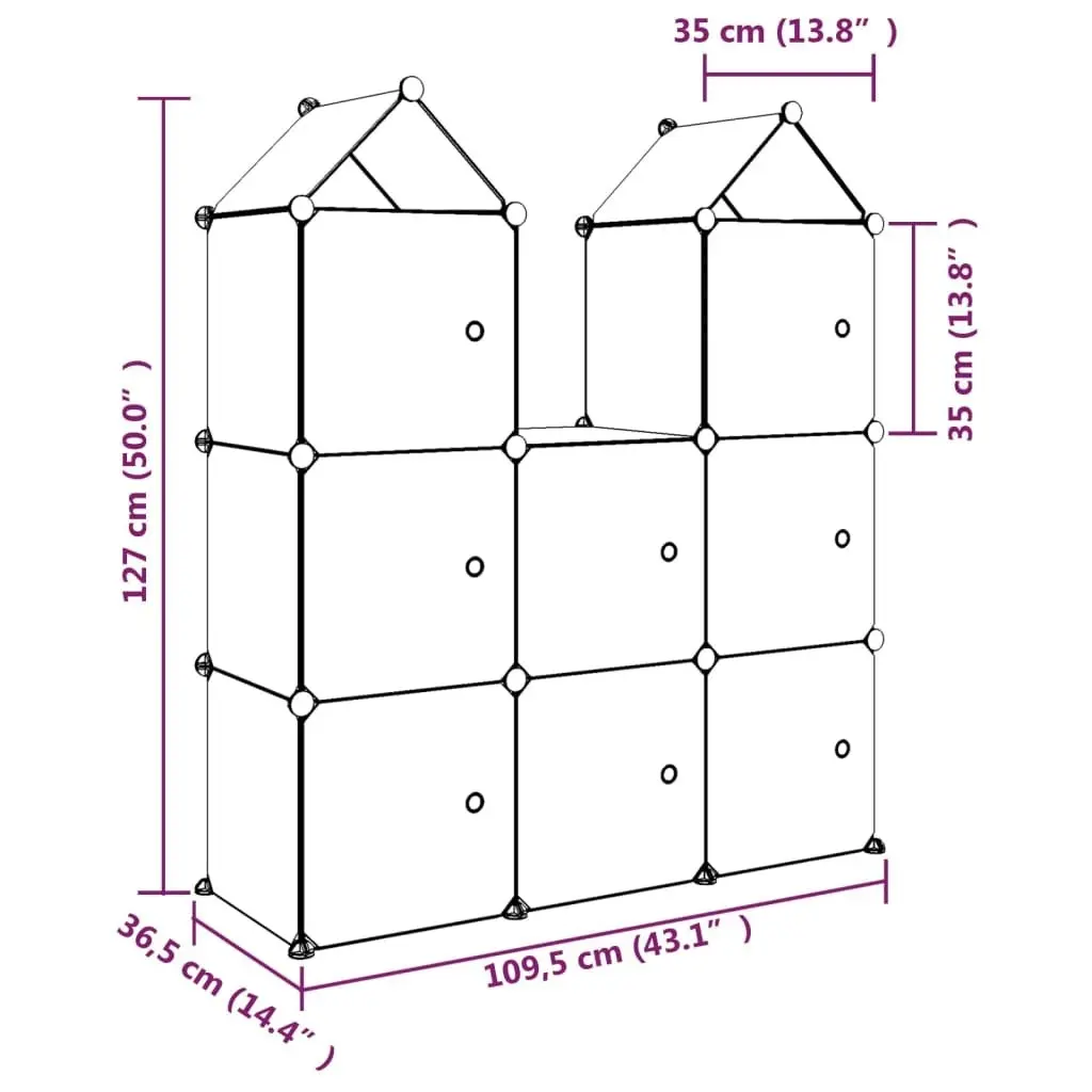 Cube Storage Cabinet for Kids with 8 Cubes Blue PP 340583