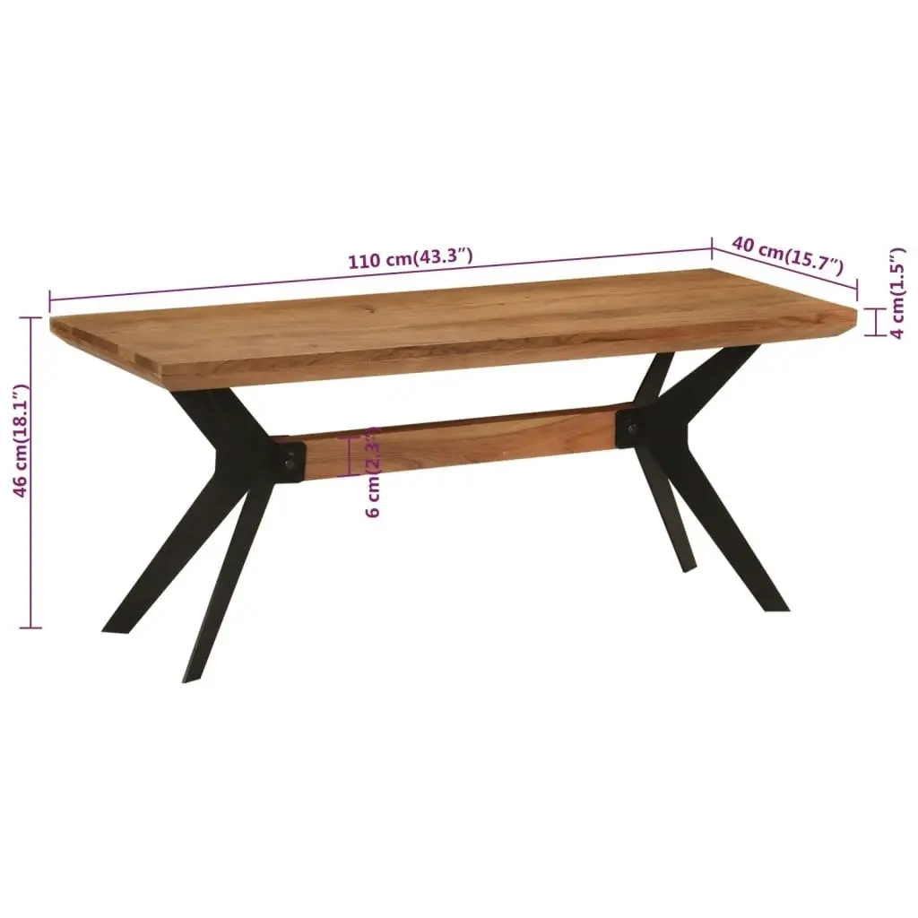 Dining Bench 110x40x46 cm Solid Wood Acacia and Steel 352057