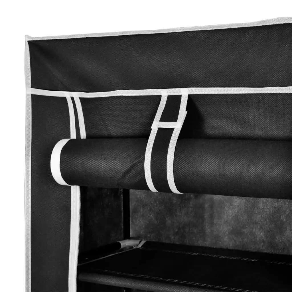 Fabric Shoe Cabinet with Cover 162 x 57 x 29 cm Black 240491