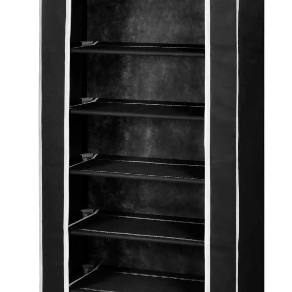 Fabric Shoe Cabinet with Cover 162 x 57 x 29 cm Black 240491