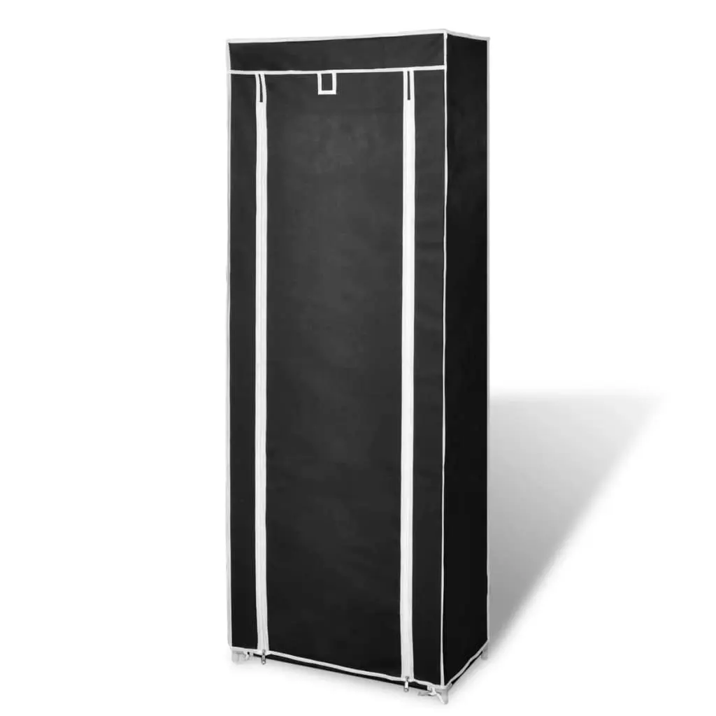 Fabric Shoe Cabinet with Cover 162 x 57 x 29 cm Black 240491