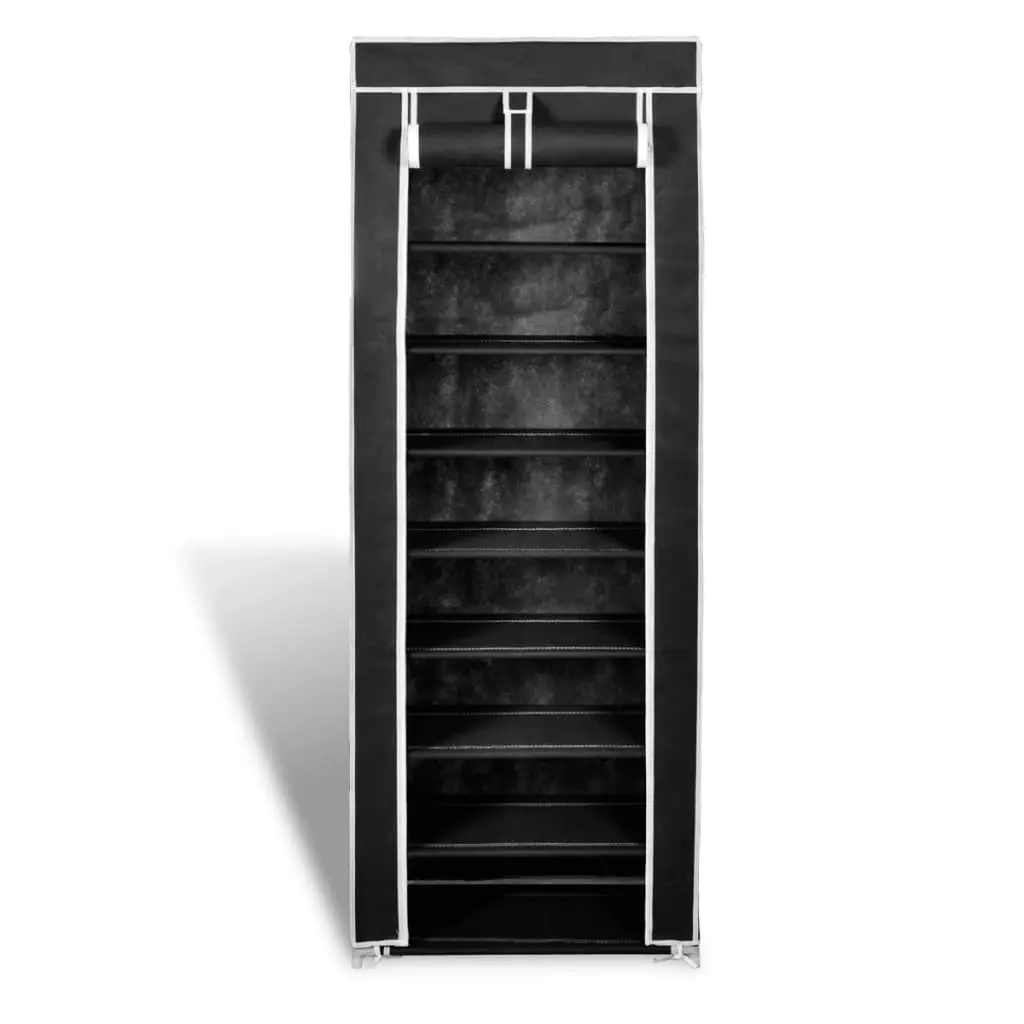 Fabric Shoe Cabinet with Cover 162 x 57 x 29 cm Black 240491