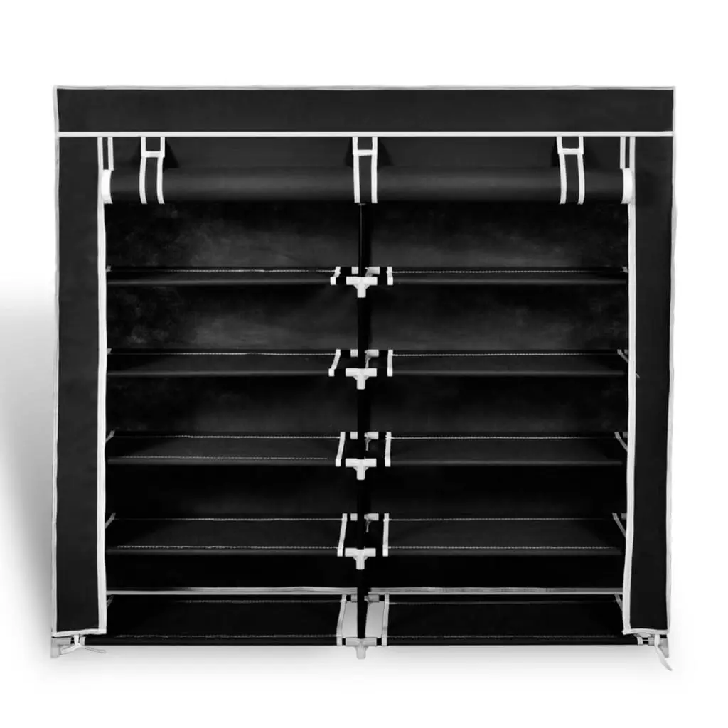 Fabric Shoe Cabinet with Cover 115 x 28 x 110 cm Black 240493