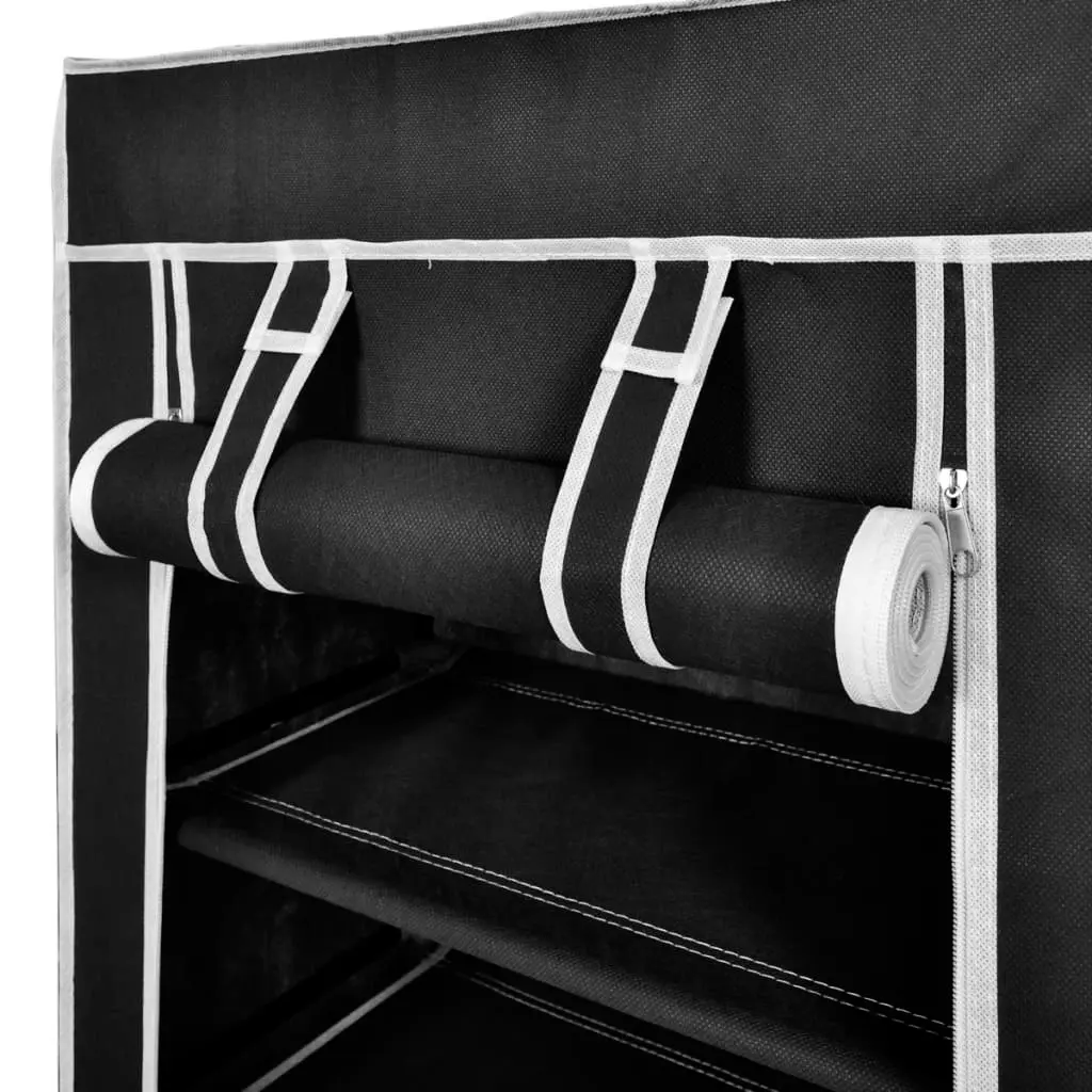 Fabric Shoe Cabinet with Cover 58 x 28 x 106 cm Black 240503