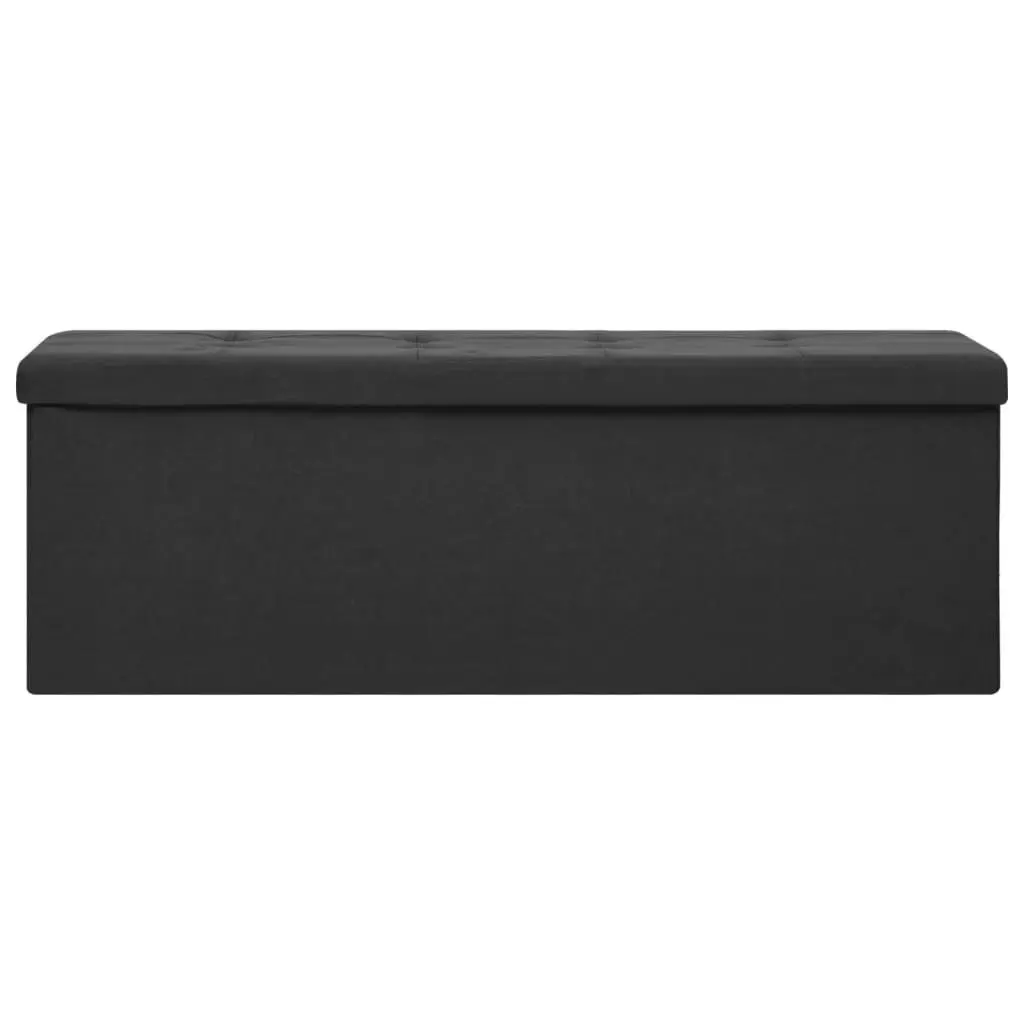 Folding Storage Bench Black Faux Linen 338791