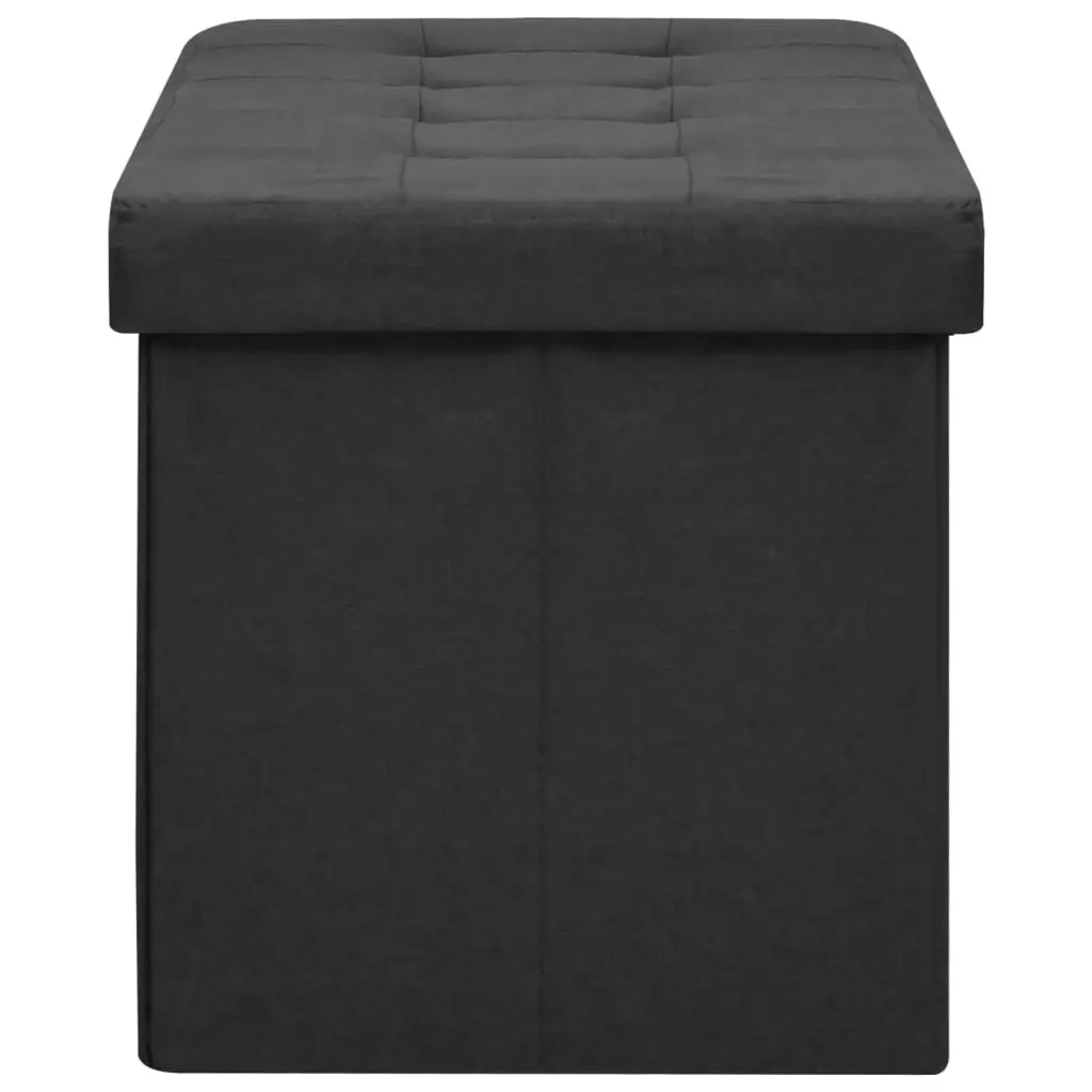 Folding Storage Bench Black Faux Linen 338791