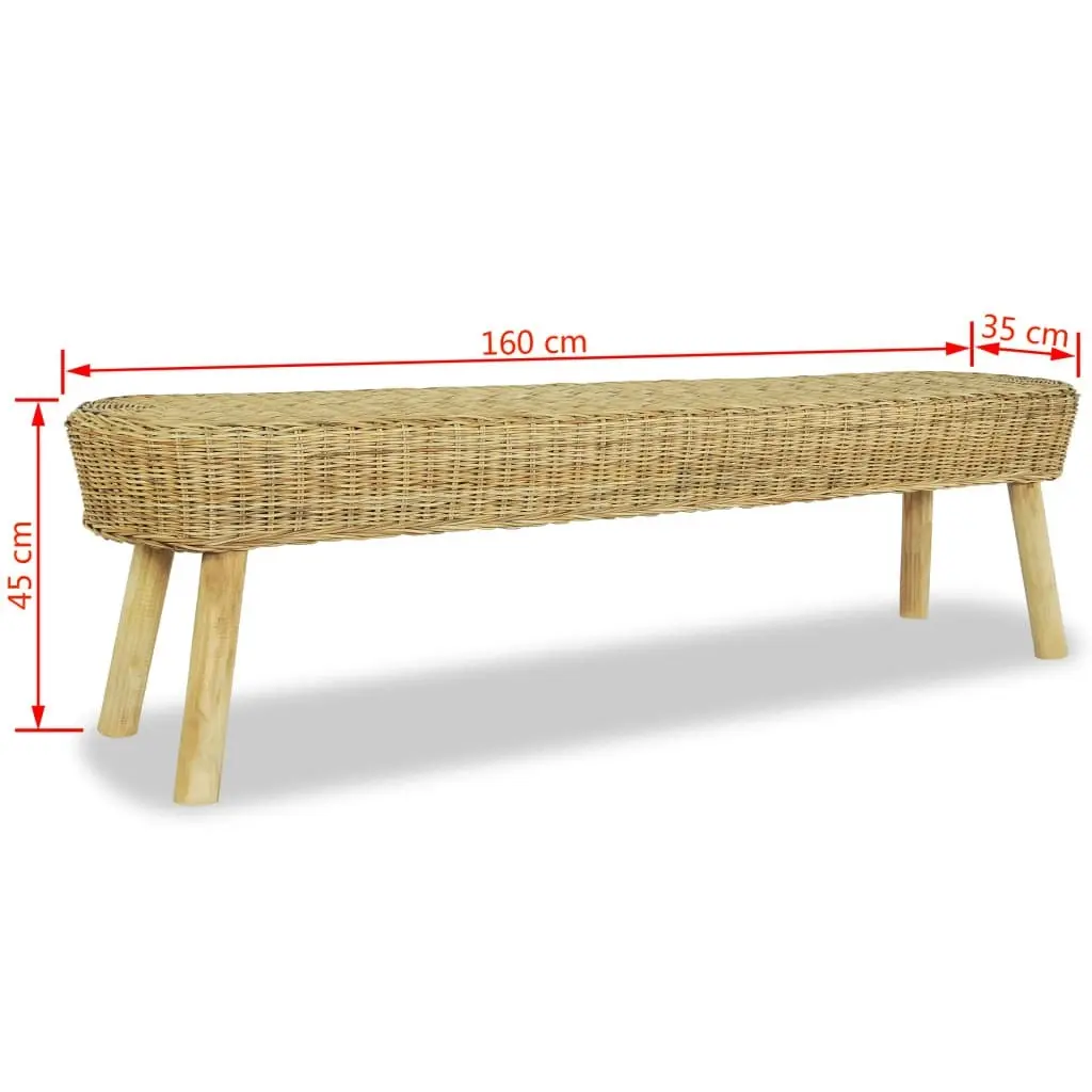 Hall Bench 160x35x45 cm Natural Rattan 244580