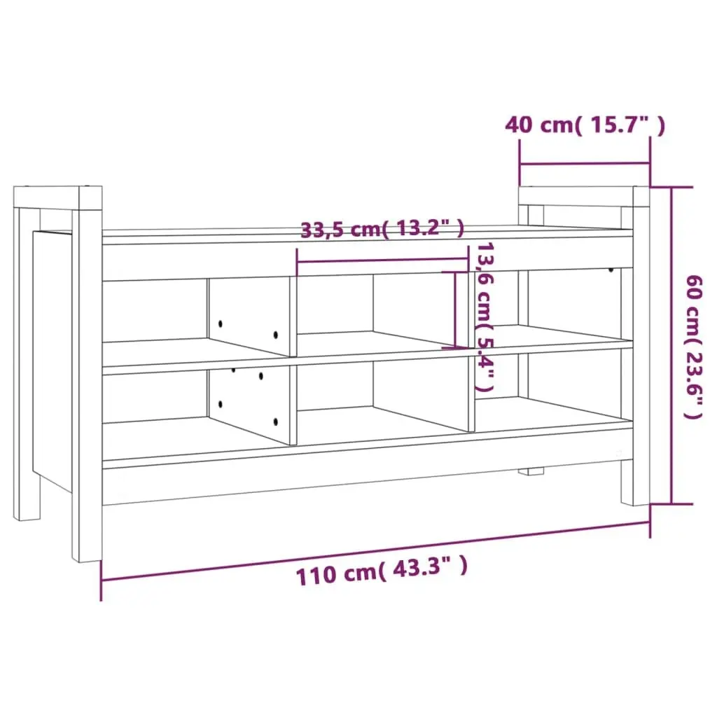 Hall Bench 110x40x60 cm Solid Wood Pine 821789