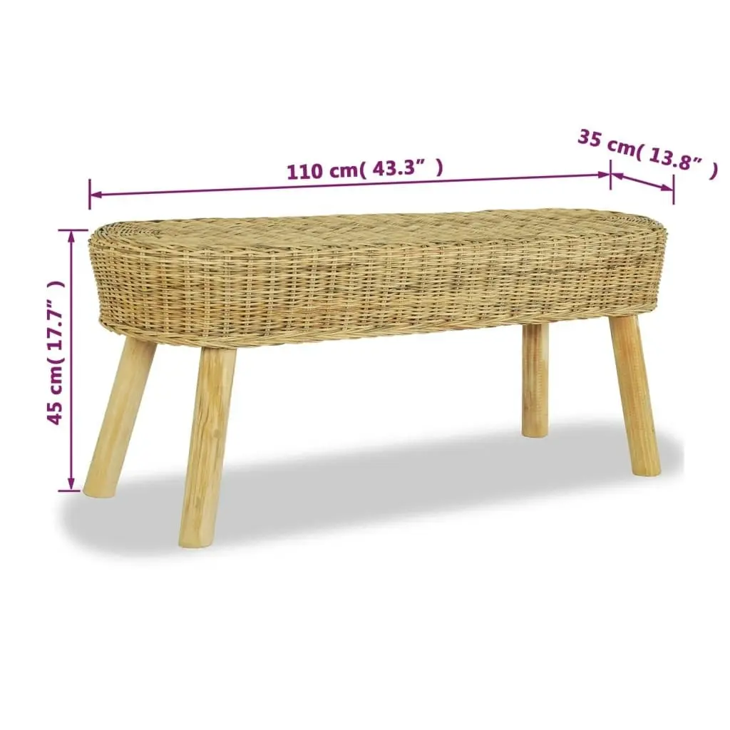 Hall Bench 110x35x45 cm Natural Rattan 244579